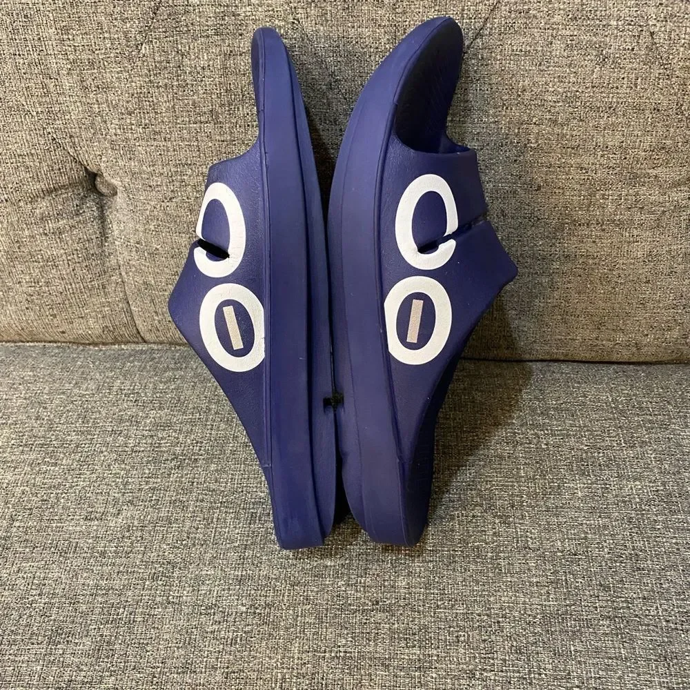 OOFOS Navy Blue Slide Sandals Men Size 11